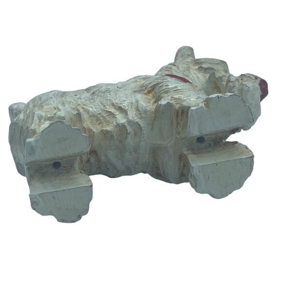 Vtg Burwood Scottish Terrier Dog Figurine White Red Collar Resin Composite - Picture 7 of 12